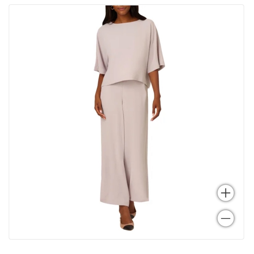 Adrianna Papell Women's Cream Wide Leg Pants and Top Gray - $50
